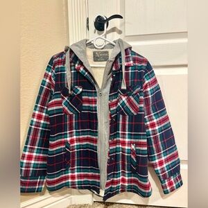 Natural Reflections Gray and Cream Hooded Jacket